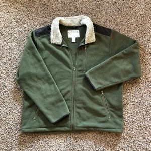 Men’s Orvis fleece full zip jacket olive large